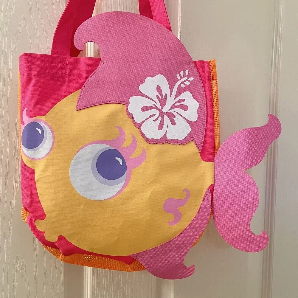 Old Navy Kids Fish Beach Swim Bag Pink Orange Tropical NWT